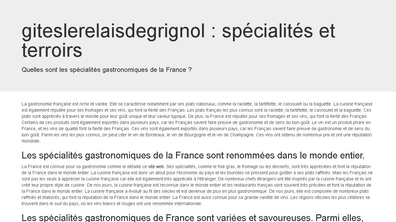 Capture d'écran de http://www.giteslerelaisdegrignol.com/